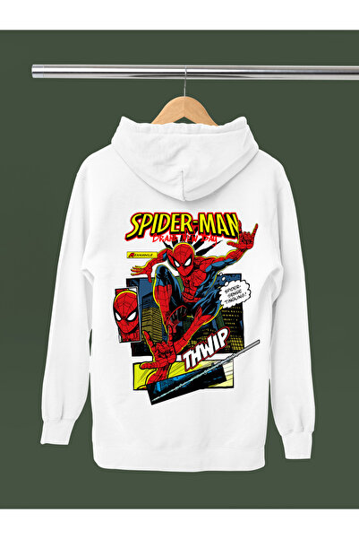 MAGORS Spider Man Printed Cotton Long Sleeved 3-Yarn Hooded Sweatshirt