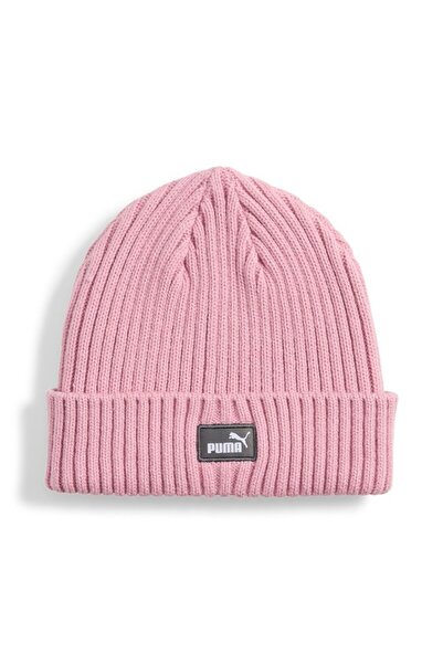 Puma , Caciula striata cu aplicatie logo Classic, Roz pastel, 54 CM