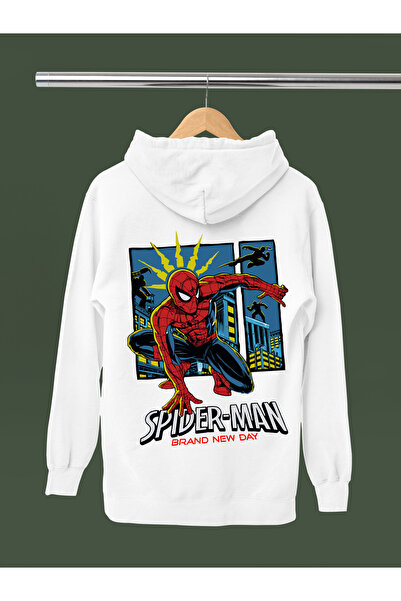 MAGORS Spider Man Printed Cotton Long Sleeved 3-Yarn Hooded Sweatshirt
