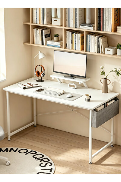 Sheinhome Study Desk with Monitor Stand, Office Desk with Storage Bag, Easy A...
