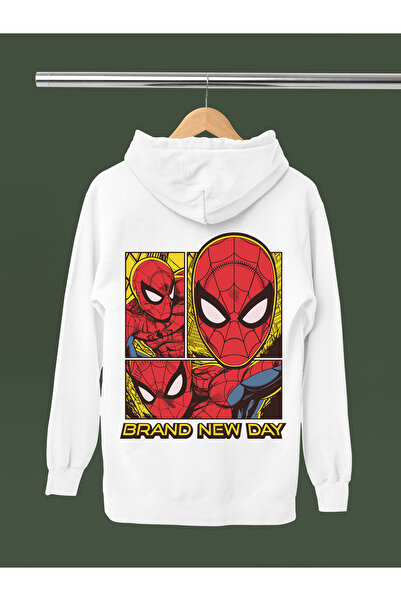 MAGORS Spider Man Printed Cotton Long Sleeved 3-Yarn Hooded Sweatshirt