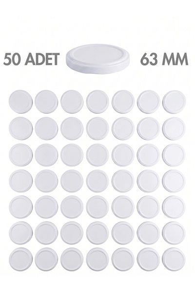 Milea 50 Adet Beyaz Kavanoz Kapağı – 63 mm (370 ml ve 210 ml kavanozlara uyumlu)