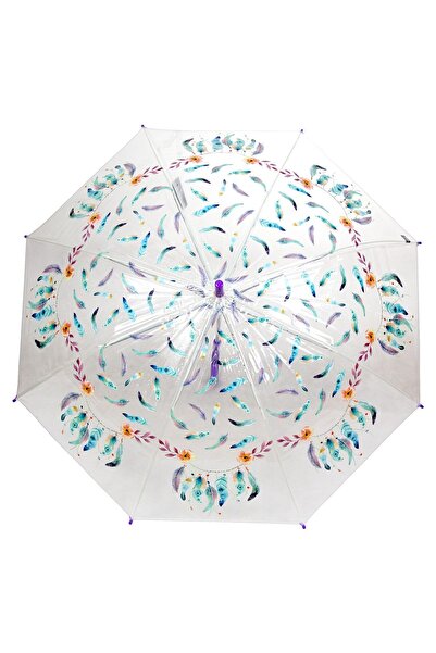 Parasol Umbrelă automată cu o cupolă transparentă, cu imprimeu „Dreamcatcher”...