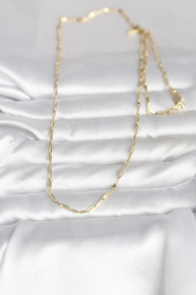 ForWhat 60cm Golden Brass Thin Paperclip Chain Women Necklace for Elegant Necks