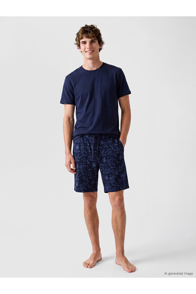 LC Waikiki Trendlucky Slim Fit Printed Men's Pajama Bottom Shorts with Differ...
