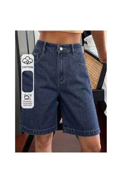OEM Pantaloni scurți din denim cu imprimeu leopard pentru femei, din bumbac, ...