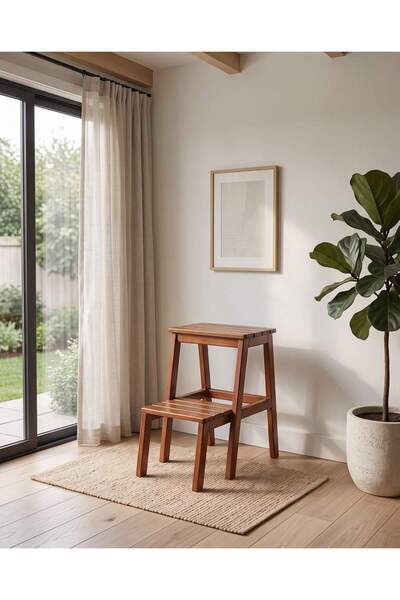 KleinHaus Furniture Massy Masif Ahşap Merdiven Tabure