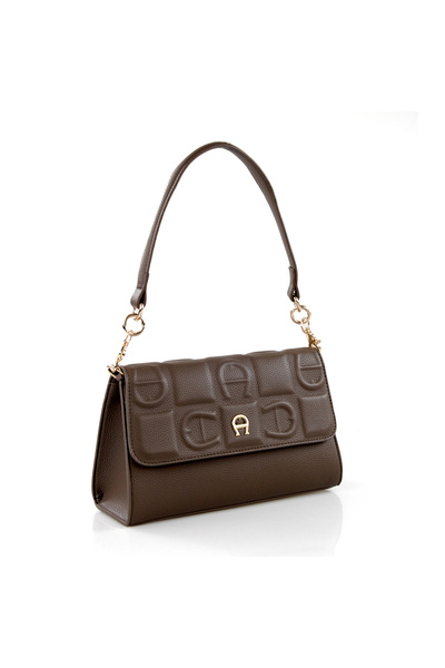 Aigner حقيبة كتف كلاسيكية منقوشة بغطاء قلاب
