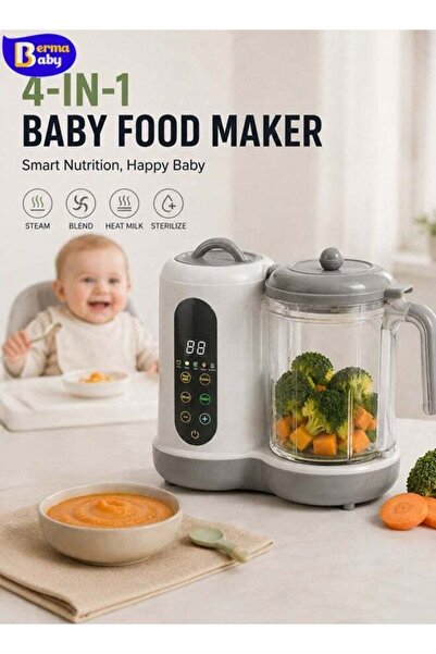 Berma Baby جهاز تحضير طعام الأطفال 4 في 1، جهاز متعدد الوظائف للتبخير والخلط ...