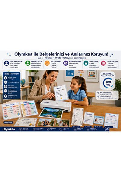 Olymkea A4 Laminasyon Filmi 125 Mikron – 100 Adet | 216 × 303 mm