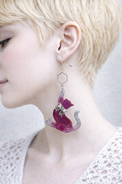 OEM Asymmetric earrings - cats 01346