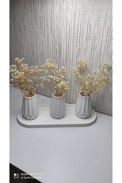Vera taş tozu 3 lü vazo seti