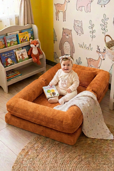 MiniWood Montessori Yatak Oyun Alanlı Bebek Yer Yatağı Sünger Çocuk Karyola