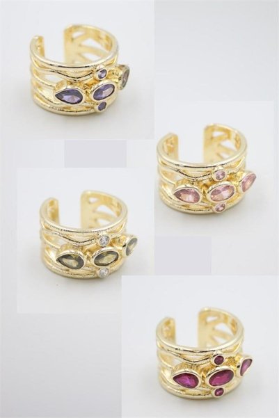 Ethab Ticaret Glb-stl41414 4-piece colorful stone ring - multicolor