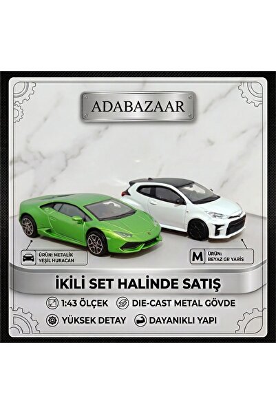 Burago 1:43 Metal Model Araba Seti - Metalik Yeşil Lamborghini Huracan & Beya...