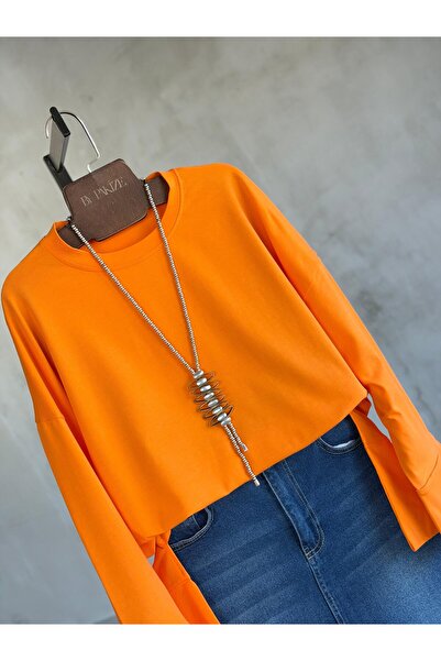 By Pakize Basic Manşet Kollu Yırtmaç Detaylı Sweatshirt