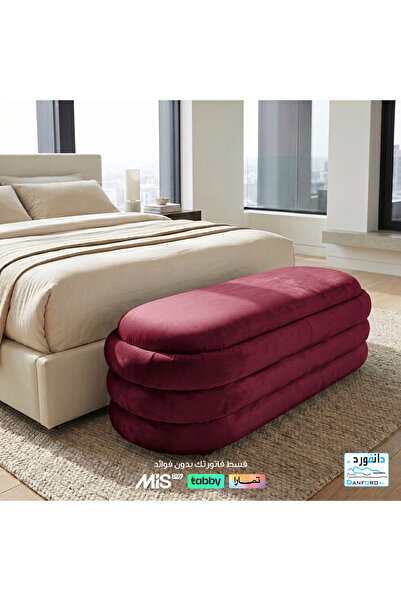 DANFORD BD بنش تخزين منجد أمام السرير 180×60 سم بغطاء قابل للفتح – أحمر