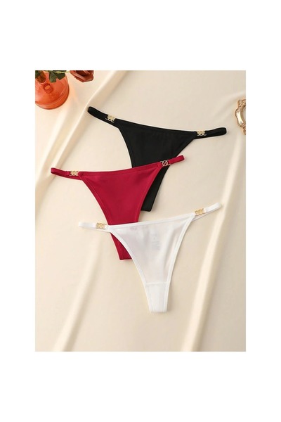 OEM Chiloți sexy cu tanga, din metal solid, cu inele decorative, pachet de 3 ...