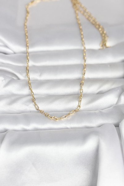ForWhat 60cm Golden Brass Paperclip Chain Women Necklace for Elegant Necks