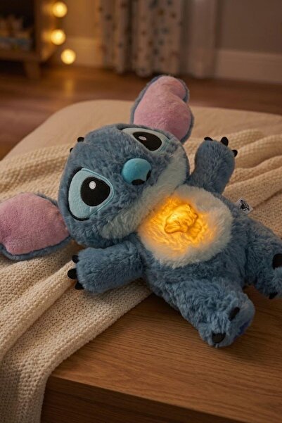 Solemia 30 cm Stitch Işıklı ve Müzikli Peluş Uyku Arkadaşı – 5 Modlu Nefes Al...