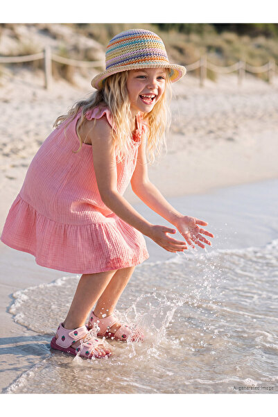 LC Waikiki Nevavm Embroidered Girl's Muslin Beach Dress with a Difference