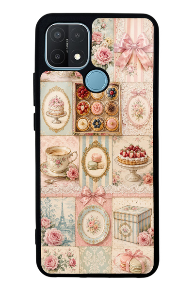 S Mode Oppo A15S Glossy Phone Case with Parisian Sweet Quilt Design