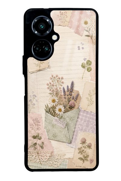 S Mode حافظة هاتف لامعة بتصميم دفتر يوميات Wildflower لهاتف Tecno Camon 19