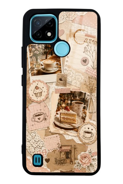 S Mode Realme C21 Glossy Phone Case with Café Love Letters Design