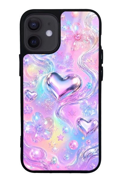 S Mode iPhone 12 Mini Iridescent Love Design Glossy Phone Case