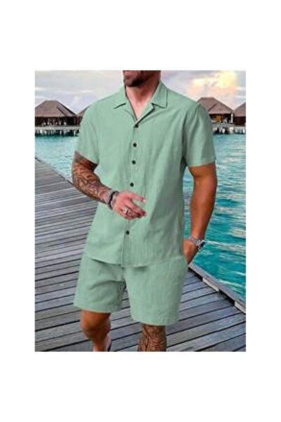 OEM Set de două piese pentru bărbați, de vară, cu cămașă și pantaloni scurți,...