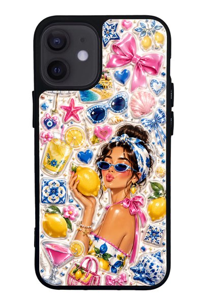 S Mode iPhone 12 Mini Lemon Pop Riviera Design Glossy Phone Case