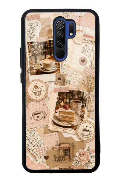 S Mode Xiaomi Redmi 9 Glossy Phone Case with Café Love Letters Design