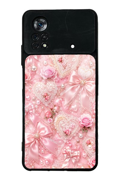 S Mode Xiaomi Poco X4 Pro Pink Lace Romance Design Glossy Phone Case