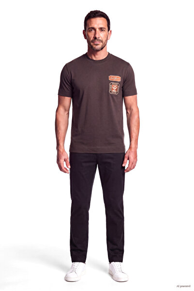 Emporio Armani Men's Regular Fit Embroidered Logo Patterned Round Neck Thick ...