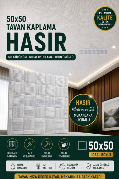 GÜLOĞLU STROPİYER 8 Adet Hasır Tavan Kaplama 50x50