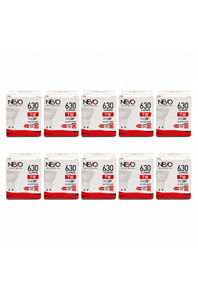 NEVO GU10 Led 10'lu Spot Ampul 7W 3000K Sıcak Işık 630 Lümen