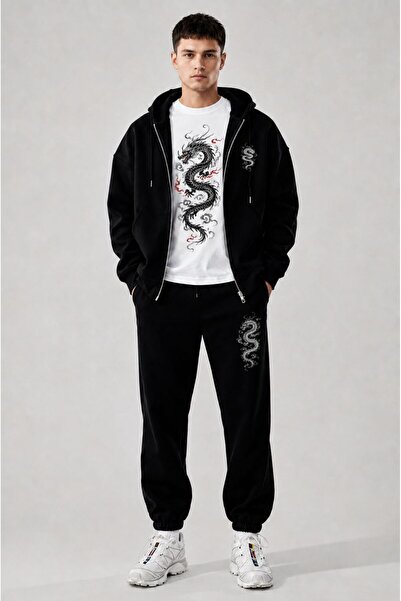 LUNAVISTA Men's Printed Oversize Zipper Hooded Sweatshirt, Crew Neck T-Shirt ...