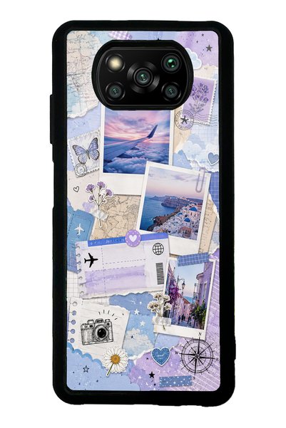 S Mode حافظة هاتف لامعة بتصميم دفتر يوميات السفر من Xiaomi Poco X3 Pastel