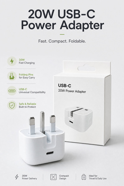 Generic Brand Suitable for mobile phones and tablets, 20W adapter, USB-C inte...