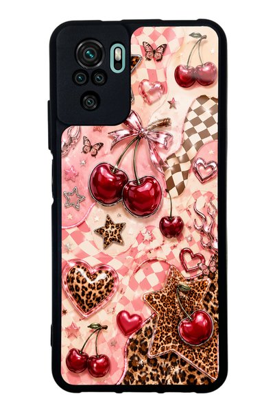 S Mode حافظة هاتف لامعة بتصميم Cherry Rebel Pop لهاتف Xiaomi Redmi Note 10