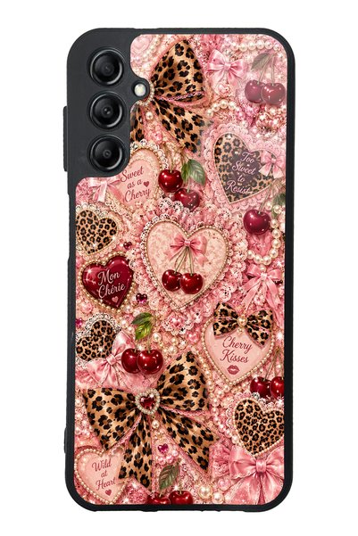 S Mode حافظة هاتف سامسونج A14 بتصميم Wild Cherry Coquette لامعة