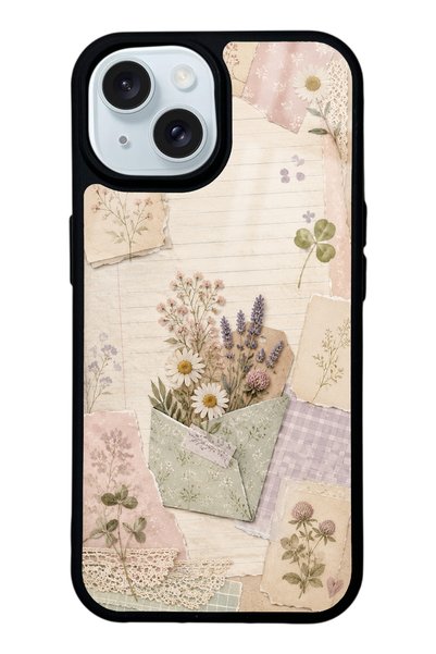 S Mode حافظة هاتف لامعة بتصميم Wildflower Diary لهاتف iPhone 15
