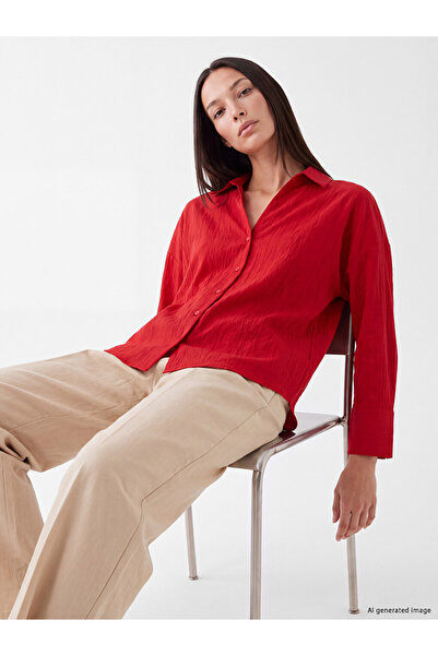LC Waikiki Özmarka New Season Red Textured Women's Shirt