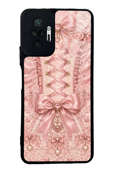 S Mode Xiaomi Redmi Note 10 Pro Pink Corset Coquette Design Glossy Phone Case
