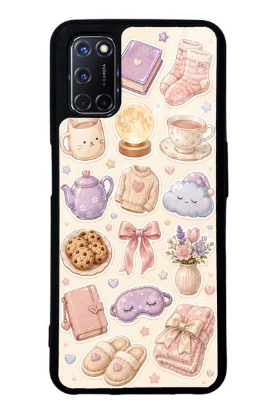 S Mode حافظة هاتف لامعة بتصميم Pastel Sleepover لهاتف Oppo A52