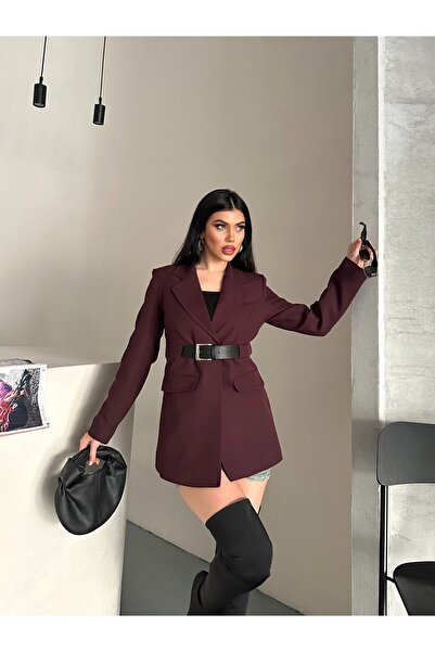 VELLİNE KEMERLİ KADIN CEKET