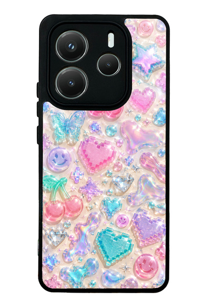 S Mode غطاء هاتف لامع بتصميم Y2K Jelly Charms لهاتف شاومي ريدمي نوت 14 5G
