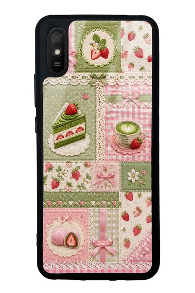 S Mode حافظة هاتف Xiaomi Redmi 9A بتصميم لامع مع نقش ماتشا بيري