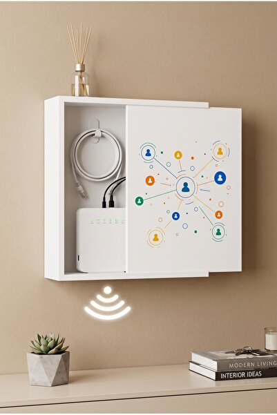wudie Sigorta Kutusu Saklama Ahşap Modem Duvar Rafı Wifi Saklama Kutusu Kablo...