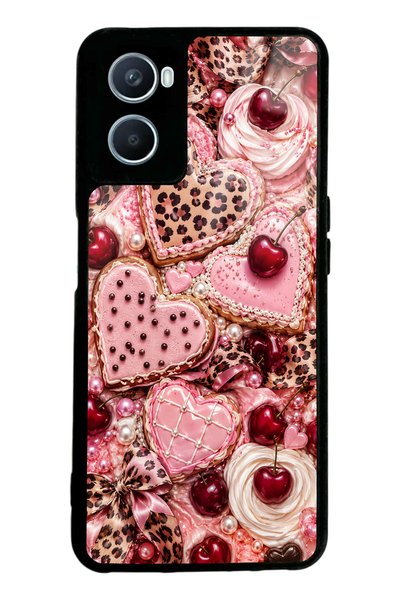 S Mode حافظة هاتف لامعة بتصميم Cherry Leopard Sweetheart لهاتف Oppo A96